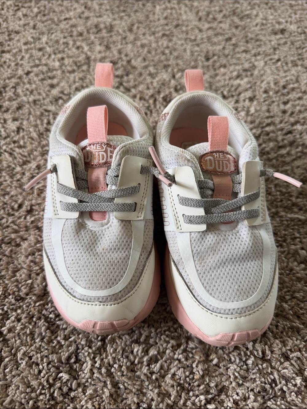 Hey Dude Kids White and Pink Casual Sneakers